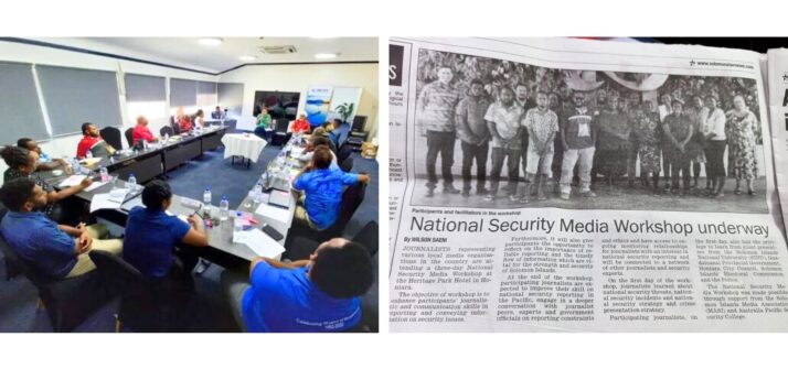 Professor Dave Peebles speaks to participants of the National Security Reporting workshops in Solomon Islands